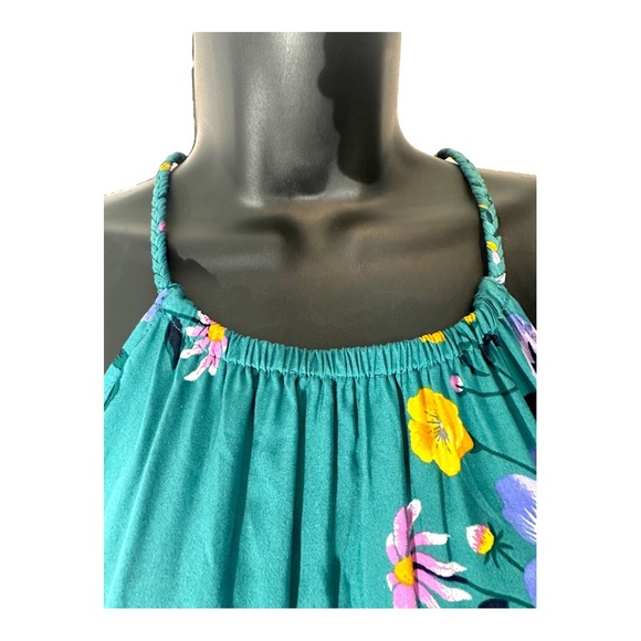 Old Navy Halter Neck Dress Green Floral Size L - Picture 3 of 3